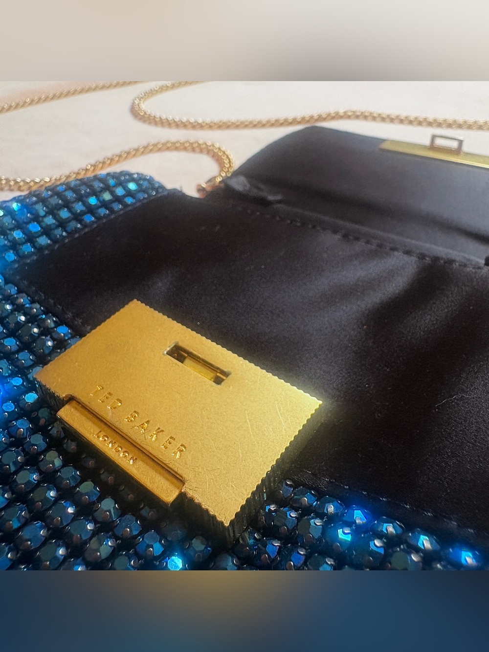 Ted Baker GLITERS Crystal Mini Crossbody Bag Blue - Picture 4 of 11